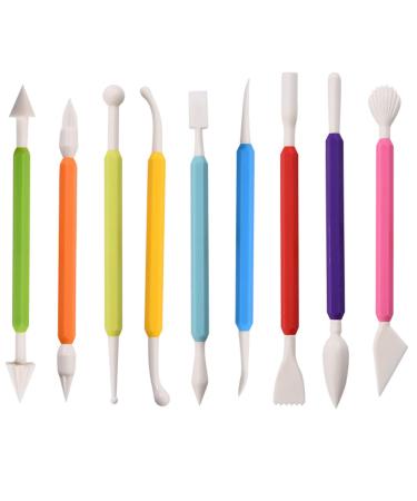 kiniza 9 Pieces Clay Sculpting Tools  Plastic Modeling Clay Tools for Kids Double-Head Plastic Ceramic Pottery Tool Kit Crafts Clay Modeling DIY Kit Cook Decorating Tools for Shaping and Sculpting