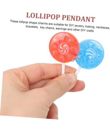12 Pcs Lollipop Keychain Key Fob Lollipops DIY Pendant Charms DIY Lollipop Charms Self Made Bracelet 6X3CMx2pcs Assorted Colorx2pcs - Buy Online on GoSupps.com