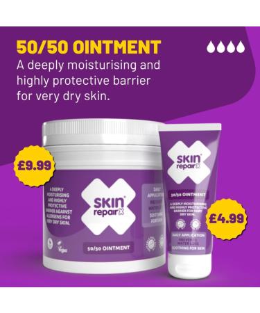 SkinRepairX 50/50 Ointment 100ml Protection for skin damaged by eczema psoriasis. Vegan Fragrance Free Suitable from Birth - Buy Online on GoSupps.com