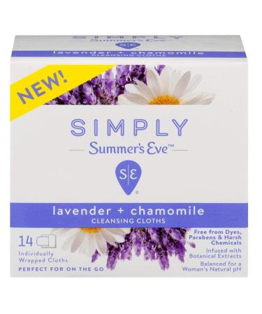 Summer's Eve Simply Cleansing Cloths 14 Count Lavender & Chamomile - Gentle Feminine Wash - Buy Online on GoSupps.com