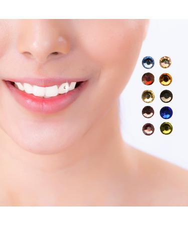 NAUZE 20 Pieces 10 Colors Tooth Crystal Gems Dental Colorful Crystal Tooth Jewelry Gem Decor