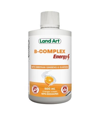 B-Complex Energy Improves Mental and Physical Performance - Complete & Well-Balanced Natural Formula with Ginseng & Guarana Fast Absorption 500ml Vegan - Non-GMO Gluten Free Sugar Free - Made in Canada