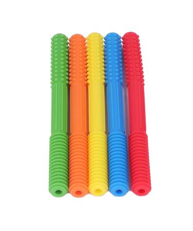 Buy 5-Piece Silicone Baby Tooth Tube Toys Set | Colorful Bite Rings for Boys & Girls | Includes Cleaning Brush - Buy Online on GoSupps.com