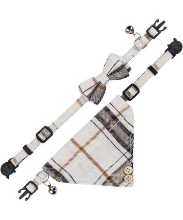Faleela Breakaway Cat Collar with Bells - 2 Pack | Beige Bow + Bandana | Adjustable for Cats & Small Dogs - Buy Online on GoSupps.com