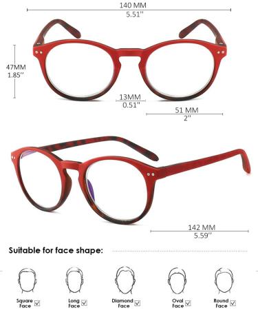 KOOSUFA Anti-Blue Light Reading Glasses - Retro Round Nerd Glasses for Men & Women - Spring Hinges Full Rim Strength 0.0 to 3.0 - Stylish & Anti-Fatigue Vision Aids - Buy Online on GoSupps.com