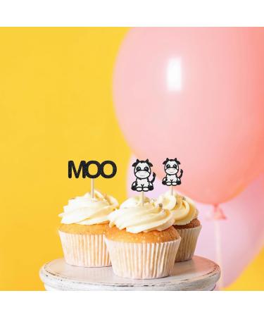 Kaakswa 24Pcs Cow Cupcake Topper Cow Happy Birthday Cake Party Decorations Farm Animals Theme Birthday Party Cake Decorations Supplies - Buy Online on GoSupps.com