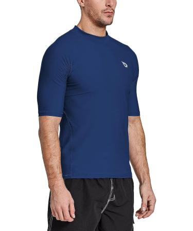 Baleaf Men's Short Sleeve Rashguard Swim Shirt UPF 50+ Sun Protection - Dark Blue, Small - Buy Online on GoSupps.com