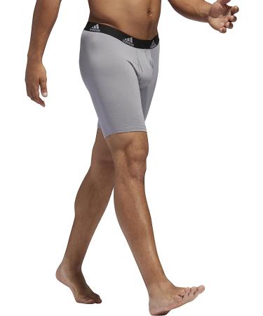 adidas Men's Stretch Cotton 3-Pack Long Boxer Brief - Small - Onix/Black/Black/Grey - Black - Buy Online on GoSupps.com