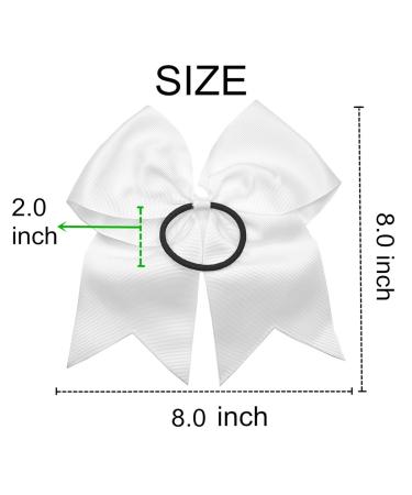 16 Pcs Large 8.0 Inches White Cheer Hair Bows Ponytail Holder Set - Hand-made Grosgrain Ribbon Hair Accessories for Teen Girls & College Sports - Buy Online on GoSupps.com