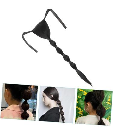 minkissy Lantern Bubble Braids Braid Extensions Hairpieces Curly Ponytail Extension for Black Women Drawstring Ponytail Clip Black Ponytail Extension Miss Headband High Temperature Wire Wig 45X11CM Black - Buy Online on GoSupps.com