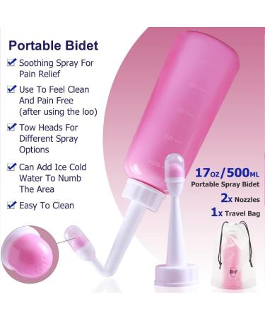 Snykes Postpartum Perineal Wash Bottle - 500ml Portable Bidet for Women | Peri Recovery & Postpartum Care | Maternity Essentials for New Moms - Pink - Buy Online on GoSupps.com