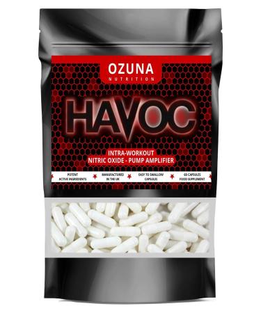 Havoc Nitric Oxide Supplement with L Arginine & Citrulline Malate for Muscle Growth Pumps Vascularity & Energy - Extra Strength Pre/Intra Workout N.O. Booster & Muscle Builder - 60 Capsules