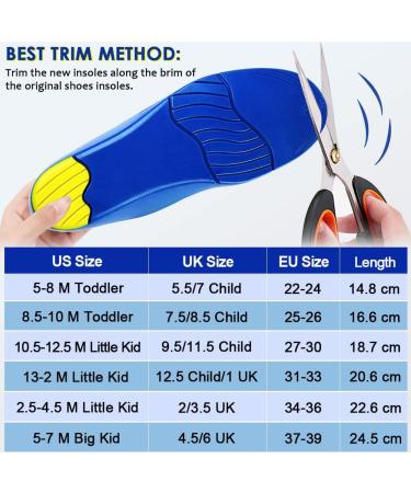 ROCKTAKIN Kids Arch Support Shoe Inserts - Orthotic Insoles for Flat Feet & Plantar Fasciitis - Heel Pain Relief - Blue (2.5-4.5 M US Little Kid) - Buy Online on GoSupps.com