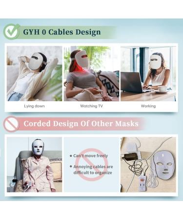 GYH Led Face Light Therapy Mask Red Light Therapy LED Face Mask Professional Blue Green Infrared Light Therapy Wireless&Comfortable Anti Aging & Anti Wrinkle Cloud-SS RB-037 2000mAh - Buy Online on GoSupps.com