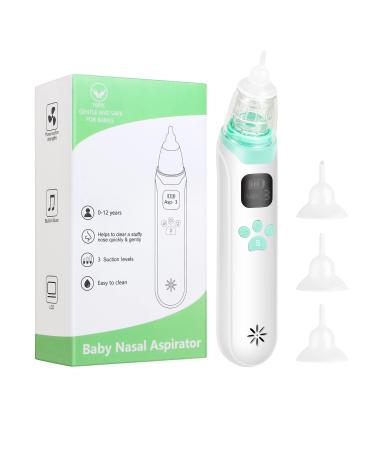 Electric Nasal Aspirator for Baby USB Rechargeable Nose Sucker for Baby Baby Nose Sucker with Adjustable 3 Levels Suction Music and Light Soothing Function Green