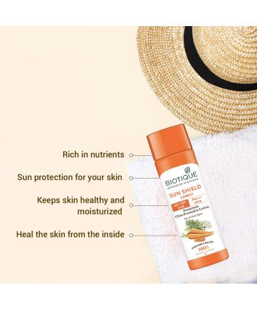Biotique Bio Carrot Face & Body Sun Lotion SPF 40 UVA/UVB Sunscreen 190ml - Buy Online on GoSupps.com