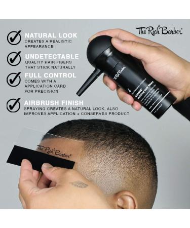 The Rich Barber NHance 3-in-1 Hair Fibers Applicator Set - Natural Hair Thickening Spray for Hairlines & Beards (Black) - Buy Online on GoSupps.com