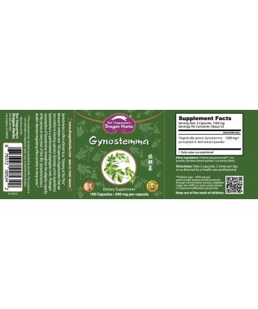 Dragon Herbs Gynostemma 450 mg - 100 Capsules | Premium Herbal Supplement - Buy Online on GoSupps.com