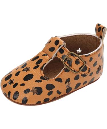 Baby Girl's First Walking Shoes - Mary Jane PU Leather Anti-Slip Princess Shoes | Infant Baby Shoes 0-6 Months | C Leopard Pattern - Buy Online on GoSupps.com