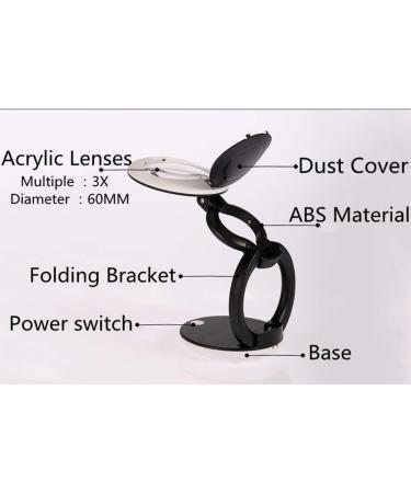 3X Folding Portable Glass Desktop Hands Free with 3 LED Lamps Handheld Magnifier Identification Coin Calligraphy Stamp Tool Old Man Reading Embroidery Made in China - Buy Online on GoSupps.com