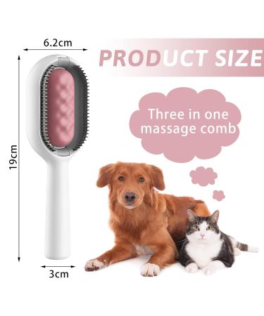 4-in-1 Pet Hair Cleaning Brush - Self-Cleaning Cat Comb with Water Tank & Wipes - Short Pink - Buy Online on GoSupps.com
