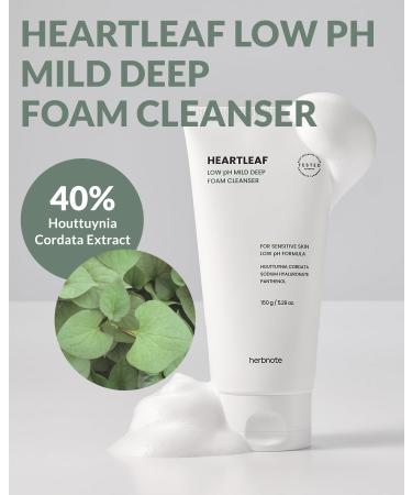 Heartleaf Low pH Deep Foam Cleanser - Gentle Sebum Removal & Deep Pore Cleanser with Houttuynia Cordata & Hyaluronic Acid - Soothes Sensitive Skin - 5.29oz - Buy Online on GoSupps.com