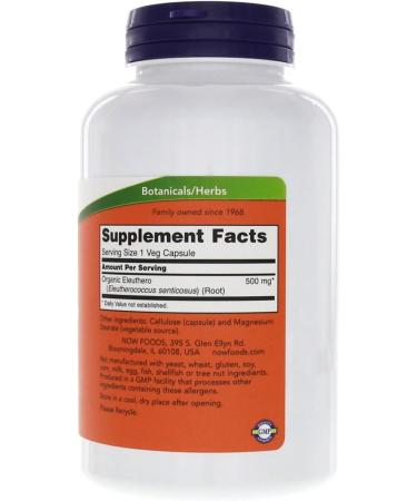 Now Foods Eleuthero 250 Capsules - Natural 500mg Energy Booster - Buy Online on GoSupps.com