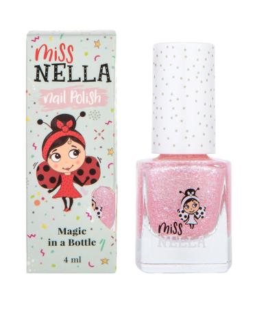 Miss Nella Its Glitzy Hippo Safe Special glittery baby pink Nail Polish for Kids Non-Toxic & Odour Free Formula for Children and Toddlers Water Based for Easy Peel Off