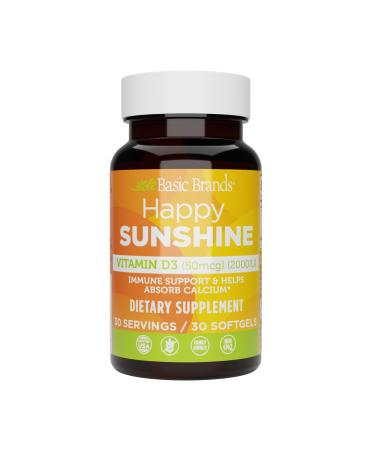 Basic Brands Happy Sunshine Vitamin D3 2000IU 30 Count