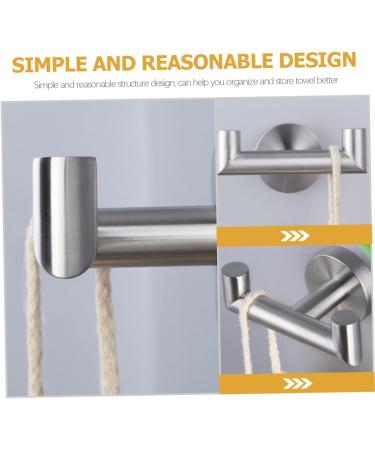 Alipis 3pcs Coat Hook Hooks for Hanging Towels Stainless Steel Double Hand Towel Hanger for Wall Bathrobe 9.8x5.8cmx3pcs Silverx3pcs - Buy Online on GoSupps.com