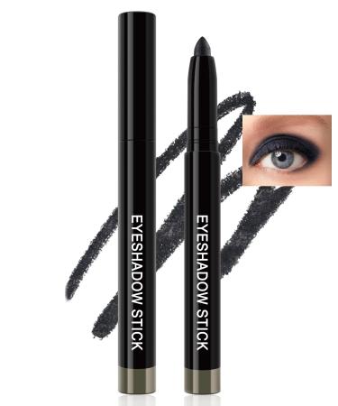 Cream Eyeshadow Stick Eyeliner Multi-Use Brightener Eyeshadow Pencil Waterproof Long Lasting Eye Shadow Stick Black Matte & Shimmer Finish Smooth Crease-proof Buildable Eyeshadow with Sharpener-08#