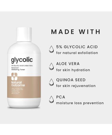 Glycolic Acid Toner 5% with Aloe Vera & Quinoa Extract - Anti-Aging, Gentle Exfoliating Toner for Face - 8 oz - Buy Online on GoSupps.com