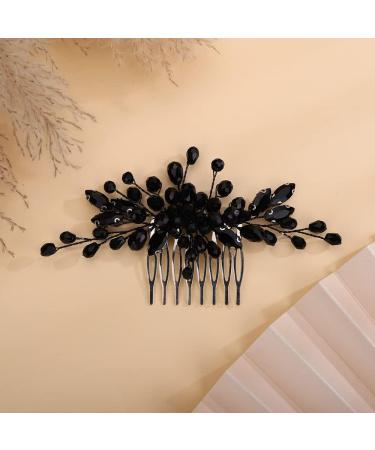 Kercisbeauty Black Rhinestones Beads Hair Comb for Wedding Brides Small Cute Handmade Hair Piece for Prom Special Events Women Girls Gothic Jewelry - Buy Online on GoSupps.com