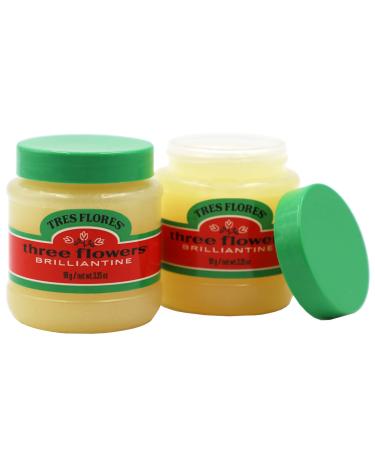 Three Flowers Solid Brilliantine Men Hair Styling Product 2-Pack of 3.25 Oz Jars