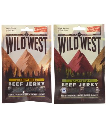 Wild West Honey BBQ Beef Jerky 35 g Pack of 12 & Jalapeno Beef Jerky 35 g 12 Count (Pack of 1) + Beef Jerky