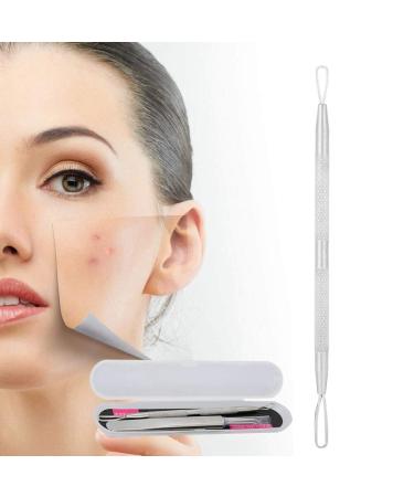 Stainless Steel Blackhead Removal Tool Set - Curved Tweezers & Double-Sided Pimple Extractor for Flawless Skin - Buy Online on GoSupps.com