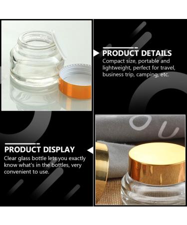 POPETPOP Lotion Travel Container Small Glass Containers 5.1X5.1X4CM Transparent Golden 1 - Buy Online on GoSupps.com