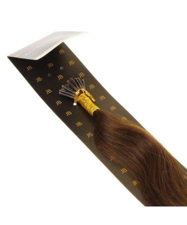 hair2heart 100 x Microring I-Tip Extensions made of real hair 50cm 0.5g strands straight - color 4 brown