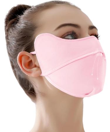 UV Protection Masque Breathable UV Protection Ice Silk Face | Reusable Sun Shield Face for Women Sunscreen Masque for Fishing Hiking Cycling pink - Buy Online on GoSupps.com