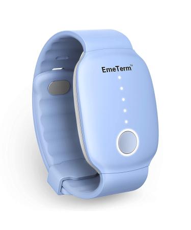EmeTerm Fashion FDA Cleared Anti-Nausea Wristband Relieve Motion & Morning Sickness Travel Nausea Vomit Relief Rechargeable Fashion Strap Design No Gel Drug Free Wrist Bands Without Side Effects Fashion Blue