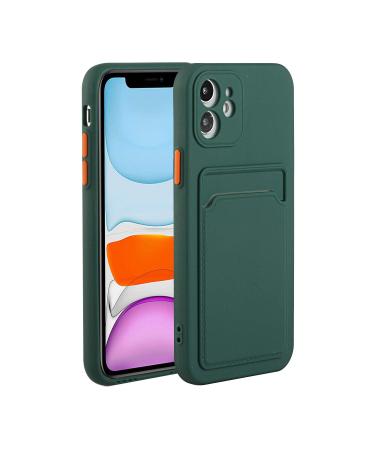 Tivenfezk Nadoli Silicone case for iPhone 15 Ultra thin shockproof scratch -resistant wallet soft TPU protective cover mobile phone case with credit card holder iphone 15 dark green