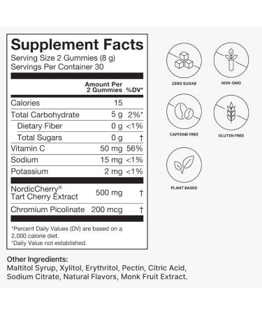 humanN Tart Cherry Gummies - Uric Acid & Immunity Support | NSF Certified Non-GMO Sugar-Free - 60 Count - Buy Online on GoSupps.com