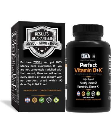 HFL Perfect Vitamin D&K by Dr. Sam Robbins | Vitamin D3 & K2 (MenaQ7 MK-7) | 3 Month Supply | 2X Absorbable | Vegan Plant-Based Micro-Encapsulated