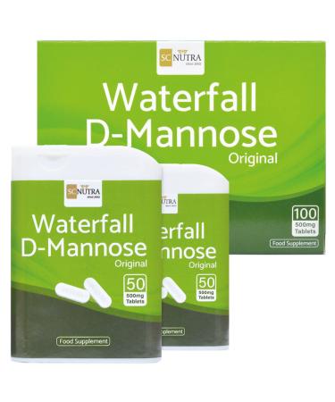 Sweet Cures Waterfall D-Mannose Tablets 500mg (Capsule Sized) - 100% D-Mannose Naturally Sourced from Birch - for Healthy Bladder Support - Vegan - SC Nutra