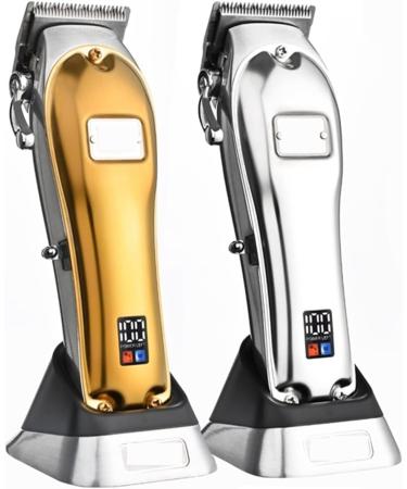 Hair Trimmer All-Metal Wareless Hair Clipper with Charge Stand and Digital Display 440C Fade Blade Hair Care and Styling(Color:Gold)