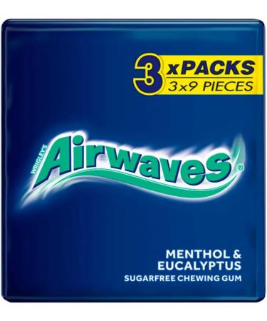 Airwaves Chewing Gum Mint Flavour - 108 Pieces in 4 Packs - Menthol & Eucalyptus Bundle with On-The-Go Silver Window Lid Tin - Cooling and Breath-Freshening for Long-lasting Freshness - Buy Online on GoSupps.com