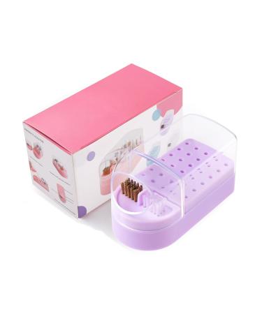 2 in 1 Nail Drill Bits Holder Nail Drill Bits Cleaning Brush Case 30 Holes Nail Art Drill Bits Stand Display Storage Box Nail Drill Bit Organizer Foot Care Home Use