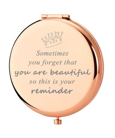 Birthday Gifts for Women Christmas| Personalized Inspirational Gifts for Women Friends | Rose Gold Engraved Compact Mirror Gift Ideas | Womens Birthday Gifts for Friend Female For Birthday