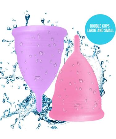Blossom Menstrual Cup Set | Reusable Silicone Period Cups - 1 Large Pink & 1 Small Purple | Eco-Friendly Alternative to Tampons - Buy Online on GoSupps.com