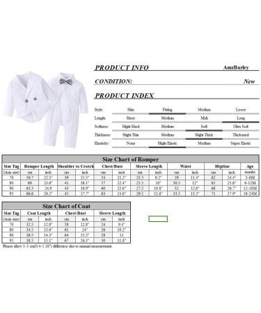AmzBarley Baby Boys Gentlemans Outfit Suit | Kids Tuxedo Rompers | White 278 | 12-18 Months - Buy Online on GoSupps.com